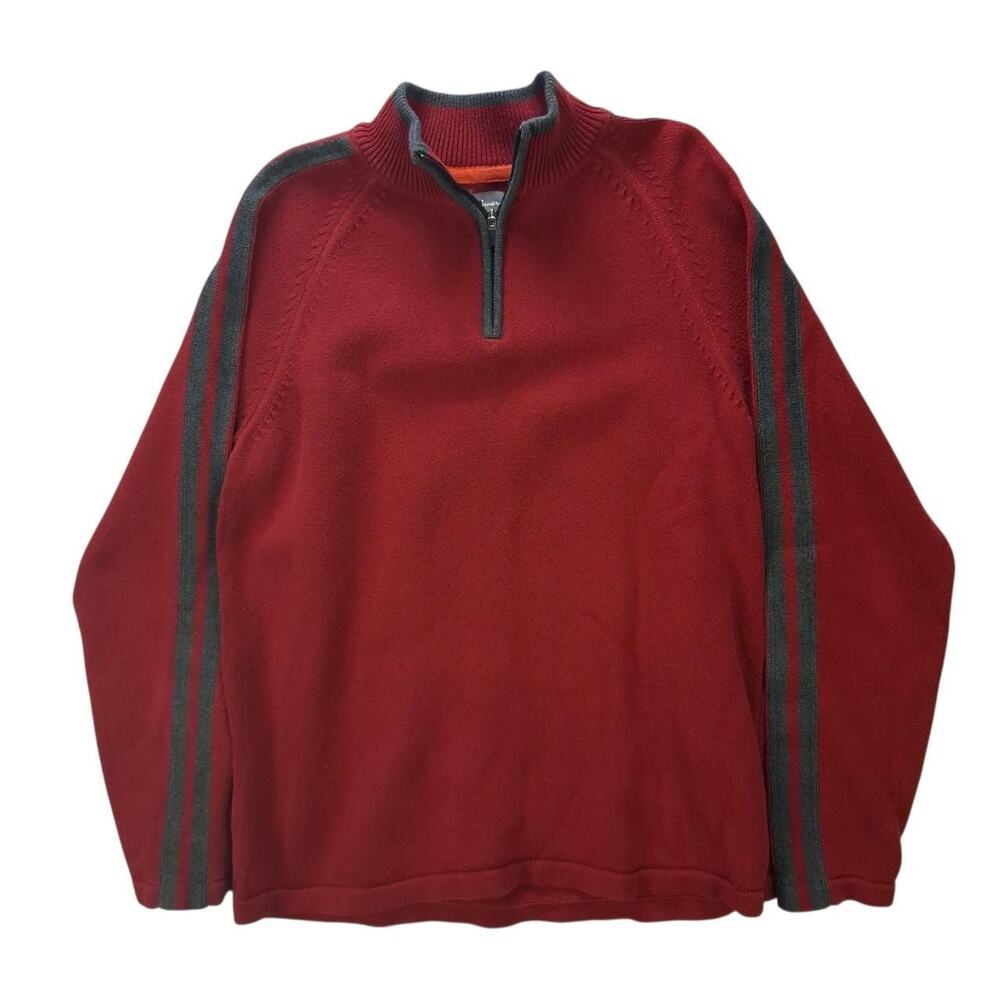Mens eddie bauer quarter zip sweater size XL Red Knit Pullover